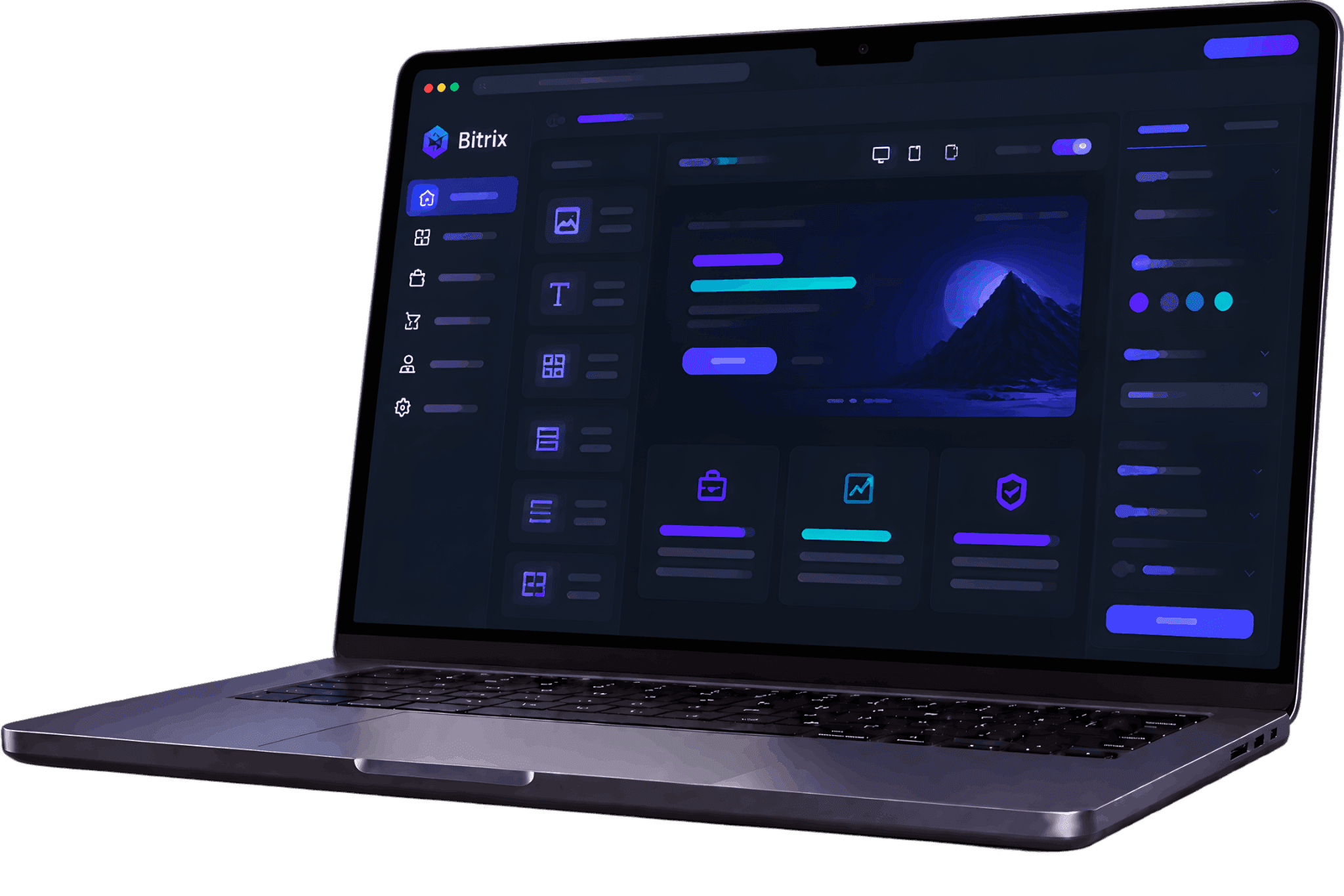 Ноутбук з адмін-панеллю сайту на платформі Бітрікс